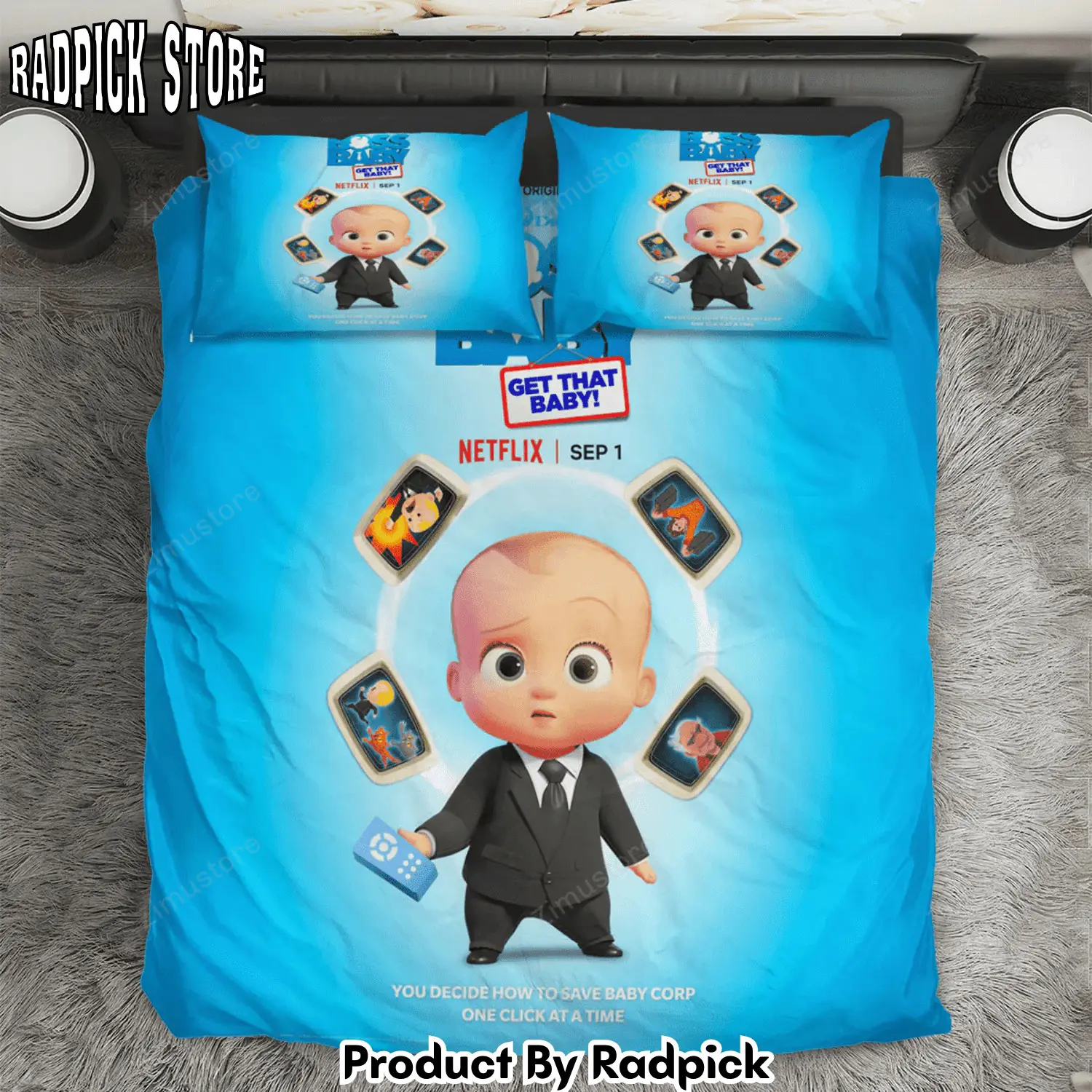 Radpick the boss baby poster 8 3pcs 3pcs bedding set duvet cover and pillow cases gift for fan rp3271343